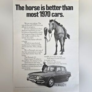 1970 Renault 10 Vintage Print Ad European Car